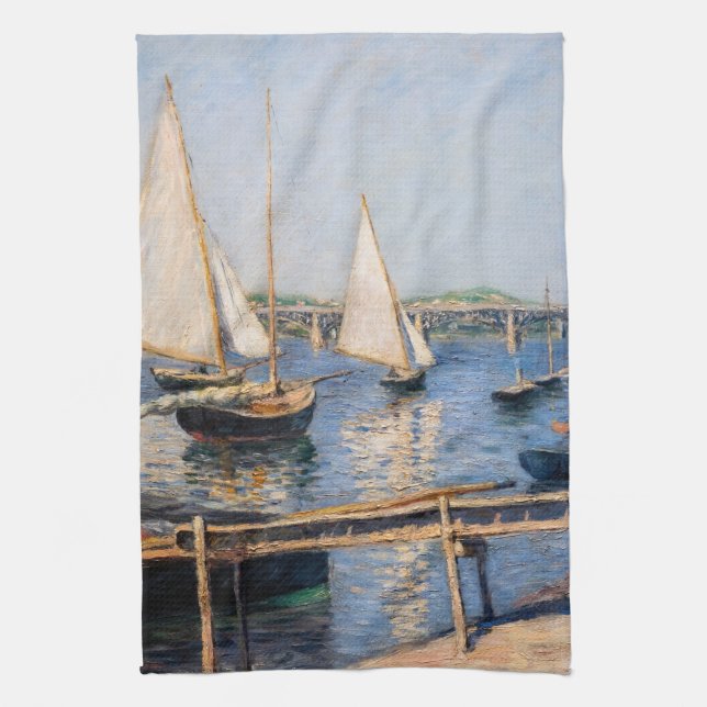 Gustave Caillebotte - Sailing Boats at Argenteuil Kitchen Towel (Vertical)