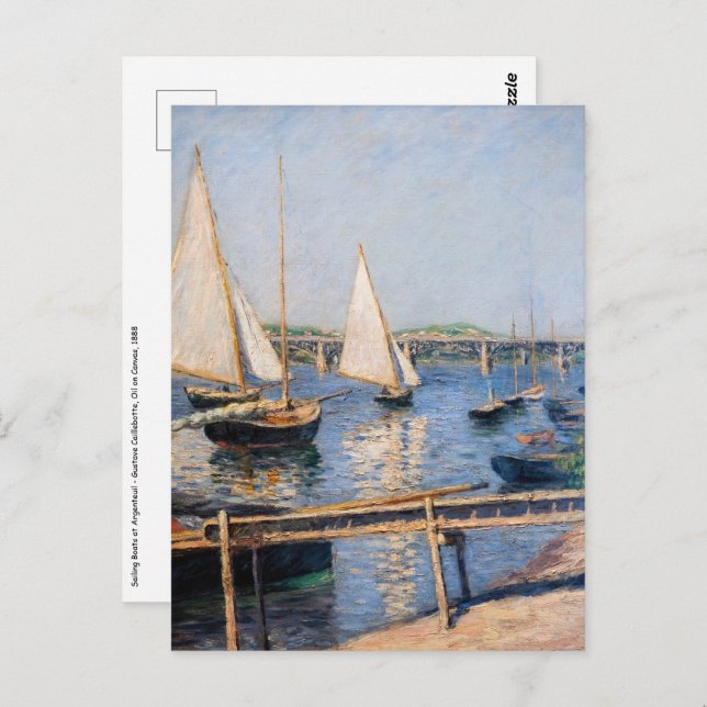 Gustave Caillebotte - Sailing Boats at Argenteuil Postcard (Front/Back)