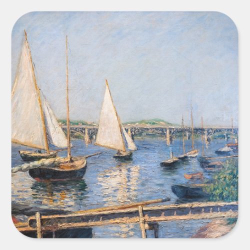 Gustave Caillebotte _ Sailing Boats at Argenteuil Square Sticker