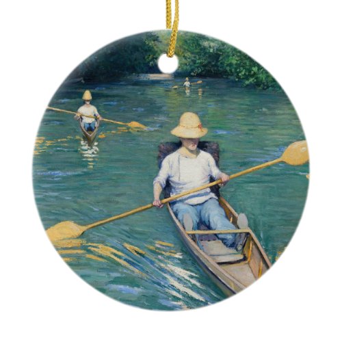 Gustave Caillebotte - Skiffs on the Yerres Ceramic Ornament