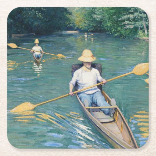Gustave Caillebotte _ Skiffs on the Yerres Square Paper Coaster