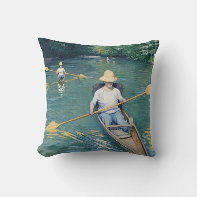 Gustave Caillebotte - Skiffs on the Yerres Throw Pillow (Front)