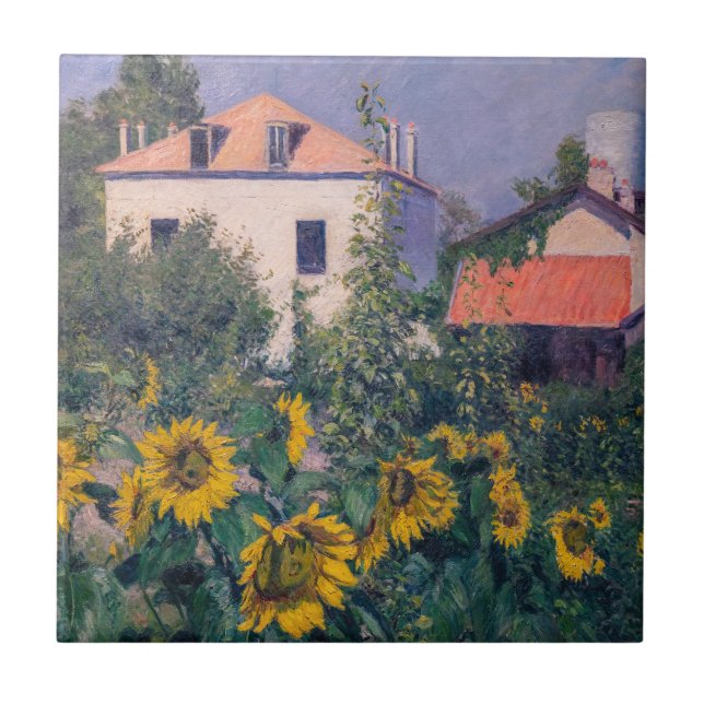Gustave Caillebotte - Sunflowers, Garden Ceramic Tile (Front)