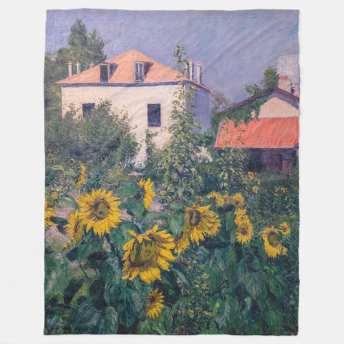 Gustave Caillebotte _ Sunflowers Garden Fleece Blanket