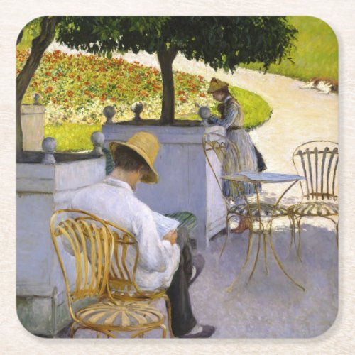 Gustave Caillebotte _ The Orange Trees Square Paper Coaster