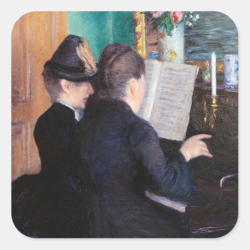 Gustave Caillebotte _ The Piano Lesson Square Sticker