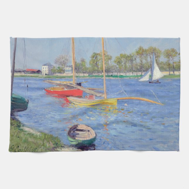 Gustave Caillebotte - The Seine at Argenteuil Kitchen Towel (Horizontal)