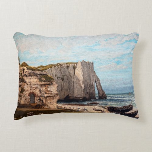 Gustave Courbet _ Cliffs at Etretat after Storm Accent Pillow