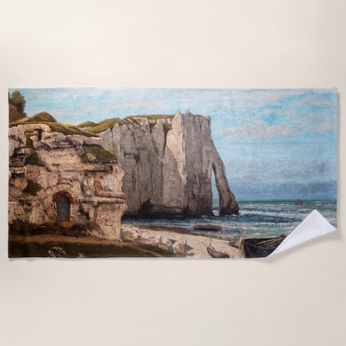 Gustave Courbet _ Cliffs at Etretat after Storm Beach Towel