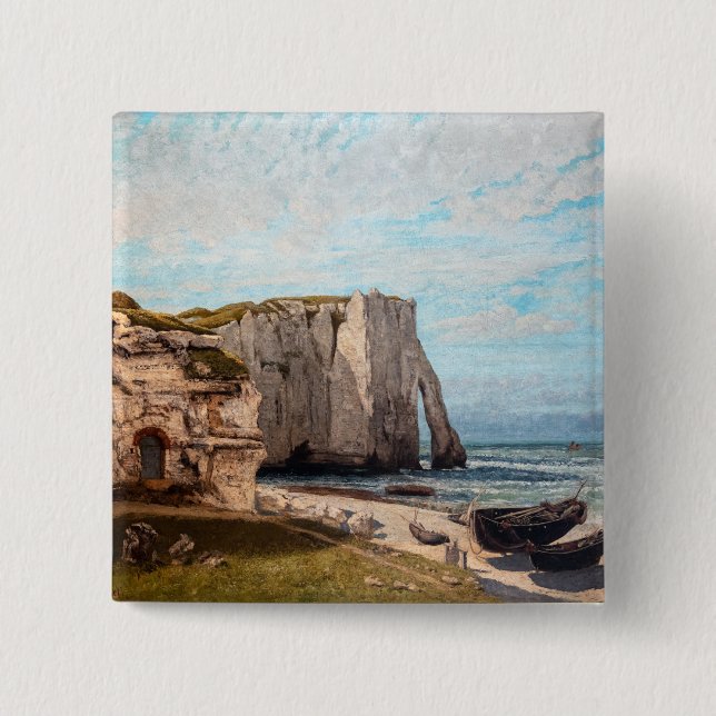 Gustave Courbet - Cliffs at Etretat after Storm Button (Front)