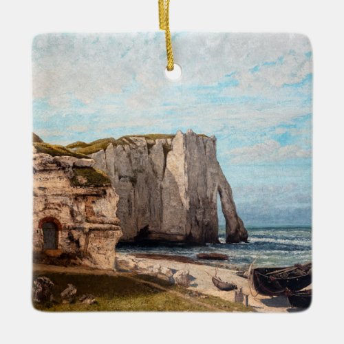 Gustave Courbet _ Cliffs at Etretat after Storm Ceramic Ornament