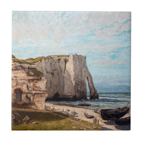 Gustave Courbet _ Cliffs at Etretat after Storm Ceramic Tile