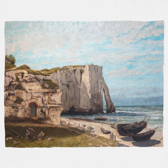 Gustave Courbet - Cliffs at Etretat after Storm Fleece Blanket (Front (Horizontal))