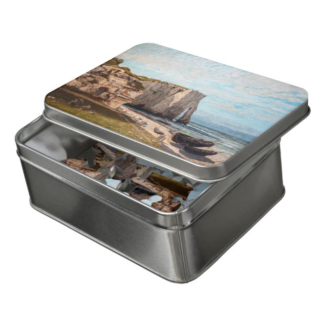 Gustave Courbet - Cliffs at Etretat after Storm Jigsaw Puzzle (Lid Open)