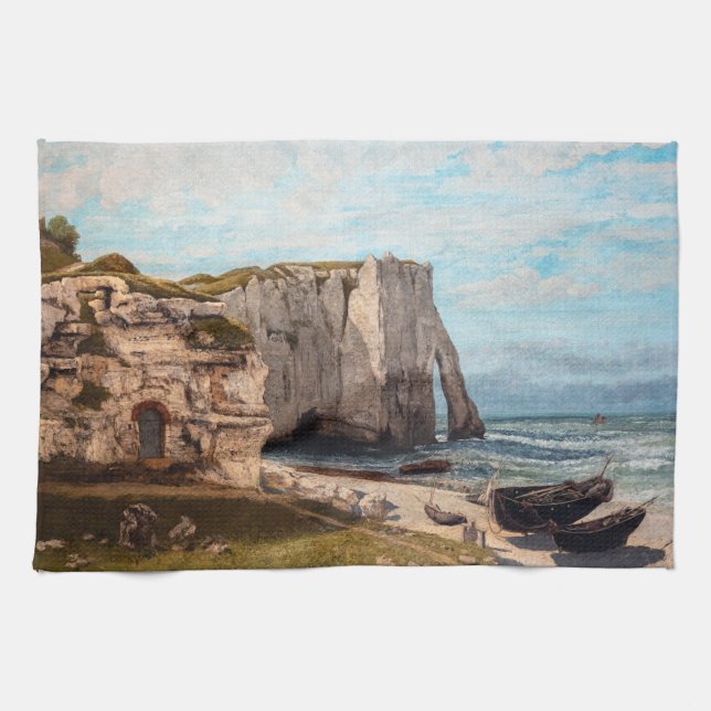 Gustave Courbet - Cliffs at Etretat after Storm Kitchen Towel (Horizontal)