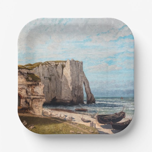Gustave Courbet - Cliffs at Etretat after Storm Paper Plates (Front)