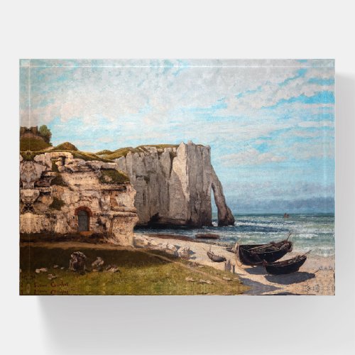 Gustave Courbet _ Cliffs at Etretat after Storm Paperweight