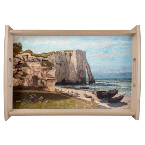 Gustave Courbet _ Cliffs at Etretat after Storm Serving Tray