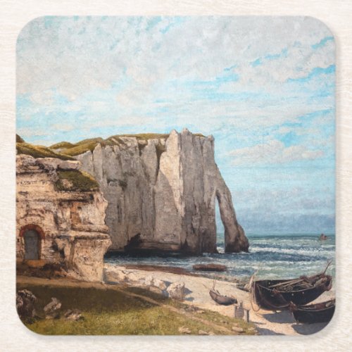 Gustave Courbet _ Cliffs at Etretat after Storm Square Paper Coaster