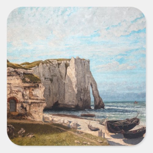 Gustave Courbet _ Cliffs at Etretat after Storm Square Sticker