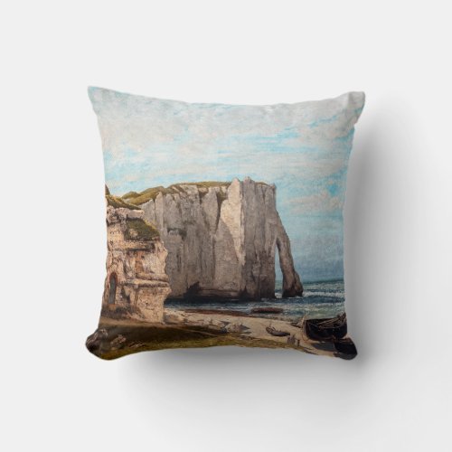 Gustave Courbet _ Cliffs at Etretat after Storm Throw Pillow