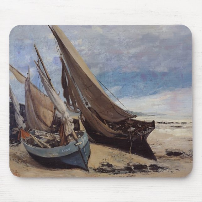 Gustave Courbet- Fishing Boats on Deauville Beach Mouse Pad (Front)