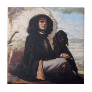 Gustave Courbet - Self-Portrait with a Black Dog Ceramic Tile