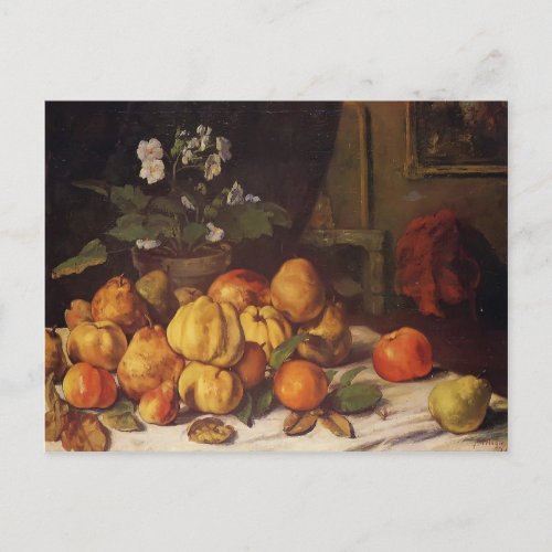 Gustave Courbet_ Still Life ApplesPears  Flowers Postcard