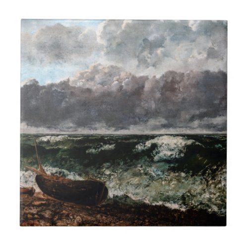 Gustave Courbet _ The Stormy Sea  The Wave Ceramic Tile