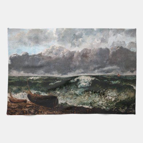 Gustave Courbet _ The Stormy Sea  The Wave Kitchen Towel