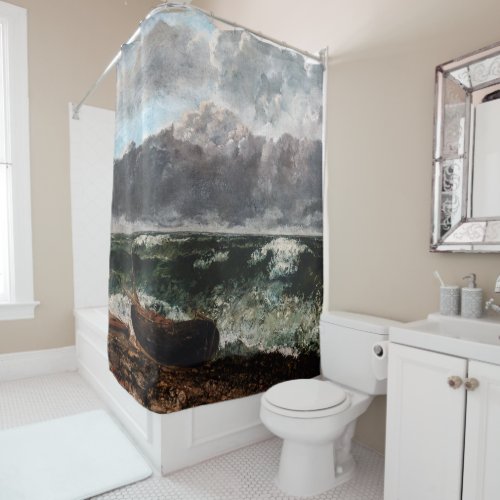 Gustave Courbet _ The Stormy Sea  The Wave Shower Curtain