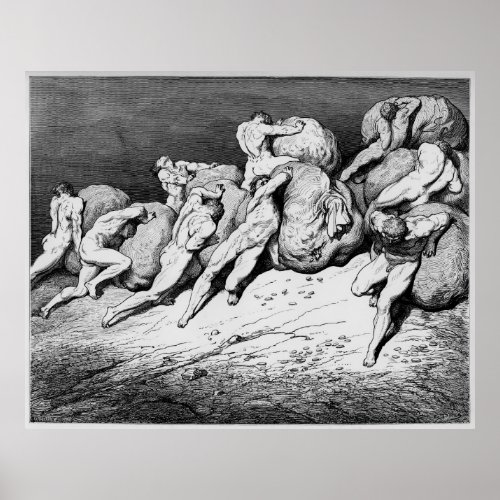 Gustave Dore Engraving Dante Inferno Illustration Poster