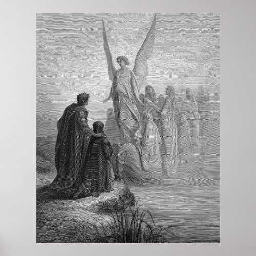 Gustave Dore Engraving Dante Purgatory Illustratio Poster
