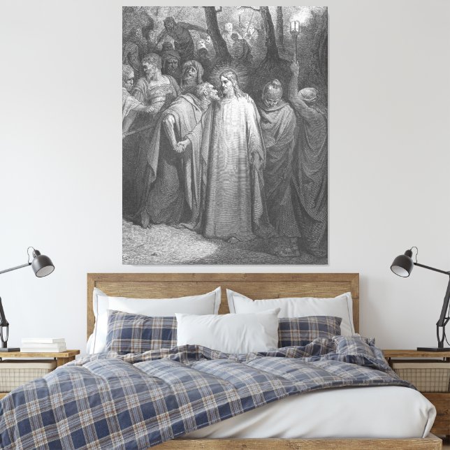 Gustave Doré - Mark 14 Judas Betrays Jesus Canvas Print (Insitu(Bedroom))
