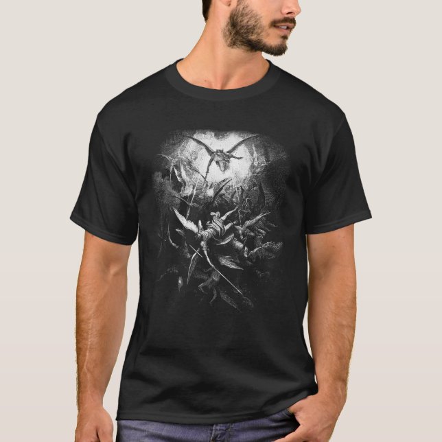 Gustave Dore Michael Casts out all of Fallen Angel T-Shirt (Front)