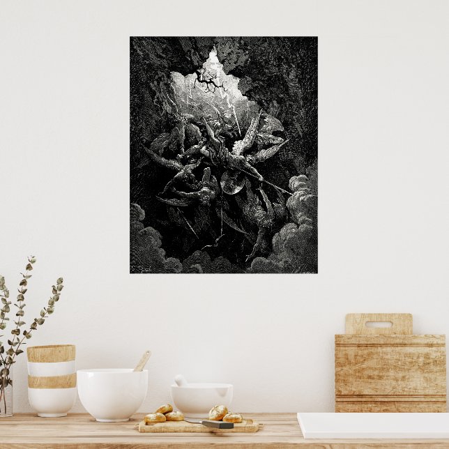 Gustave Doré Milton's Paradise Lost Hell Engraving Poster | Zazzle