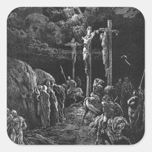 Gustave Dore The Crucifixion From La Grande Bible Square Sticker
