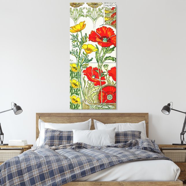 "Gustave Riom Floral" Canvas Print (Insitu(Bedroom))