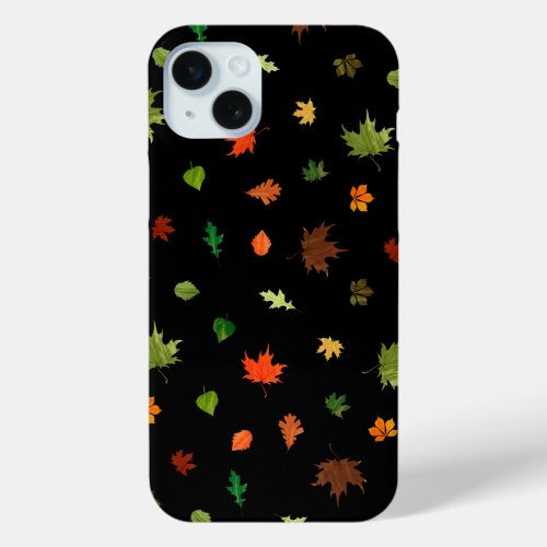 Gusty Autumn Days Leaves Pattern iPhone 15 Plus Case