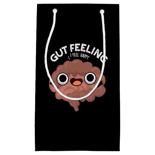 Gut Feeling Funny Anatomy Intestine Pun Dark BG Small Gift Bag (Front)