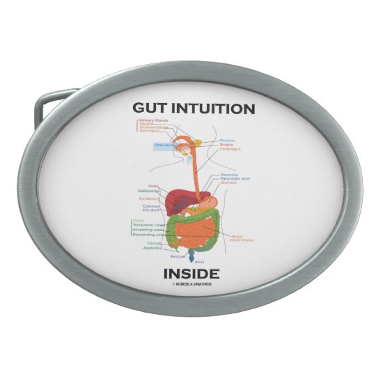 Gut Intuition Inside (Digestive System Humor) Oval Belt Buckle