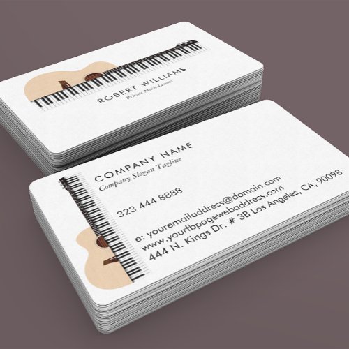 Gutar Piano illustration Music Teacher Business Card
