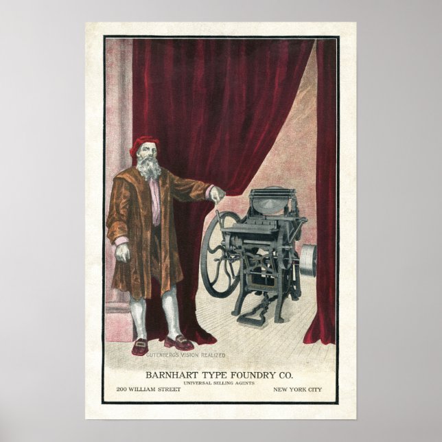 Gutenberg letterpress type foundry poster (Front)