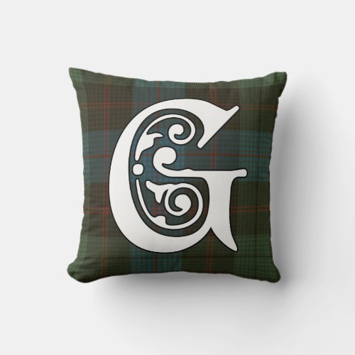 Guthrie Clan Tartan Monogram Throw Pillow