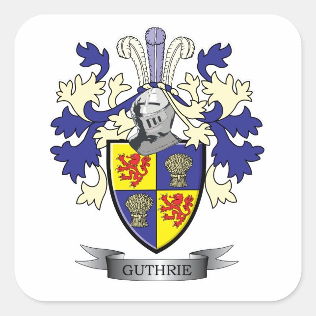 Guthrie Family Crest Coat of Arms Square Sticker (Front)