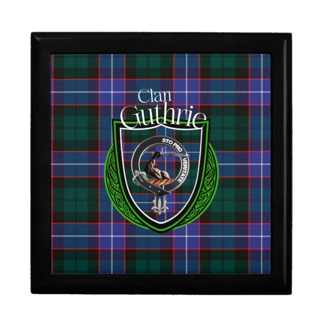 Guthrie Scottish Clan Tartan and Crest Gift Box (Front)