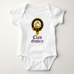 Guthrie scottish crest and tartan clan name baby bodysuit