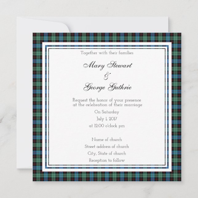 Guthrie Scottish Wedding Square Invitation (Front)