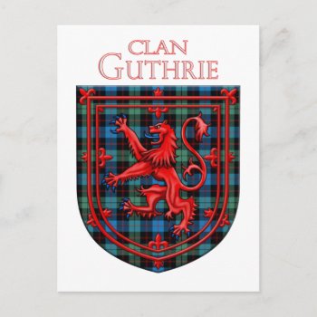 Guthrie Tartan Scottish Plaid Lion Rampant Postcard by thecelticflame at Zazzle