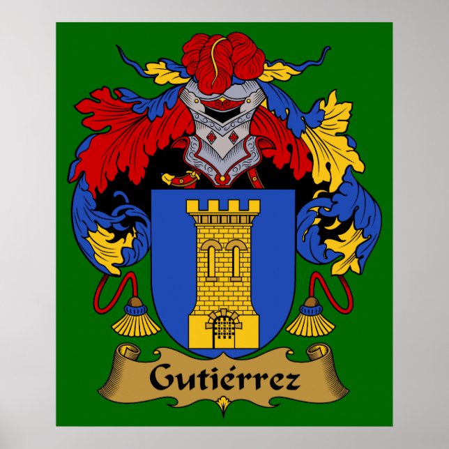 Gutierrez Coat of Arms Heraldic Print (Front)